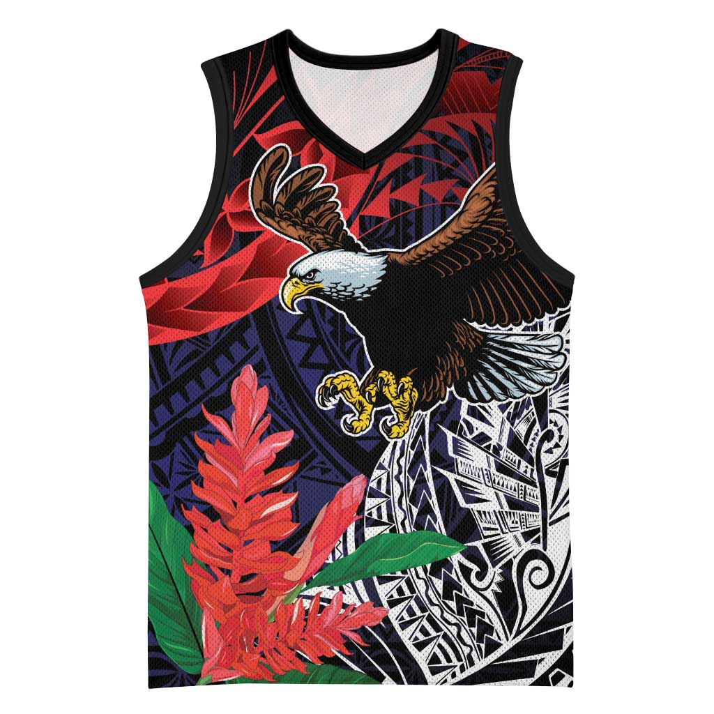 American Samoa Bald Eagle Personalized Basketball Jersey Samoa Muamua Le Atua - Polynesian Pride