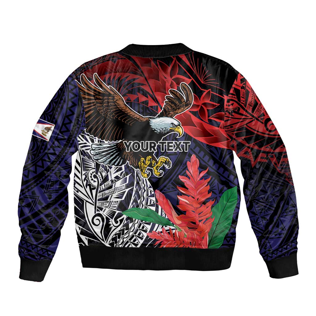 American Samoa Bald Eagle Personalized Bomber Jacket Samoa Muamua Le Atua