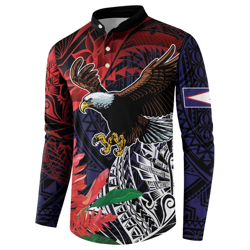 American Samoa Bald Eagle Personalized Button Sweatshirt Samoa Muamua Le Atua