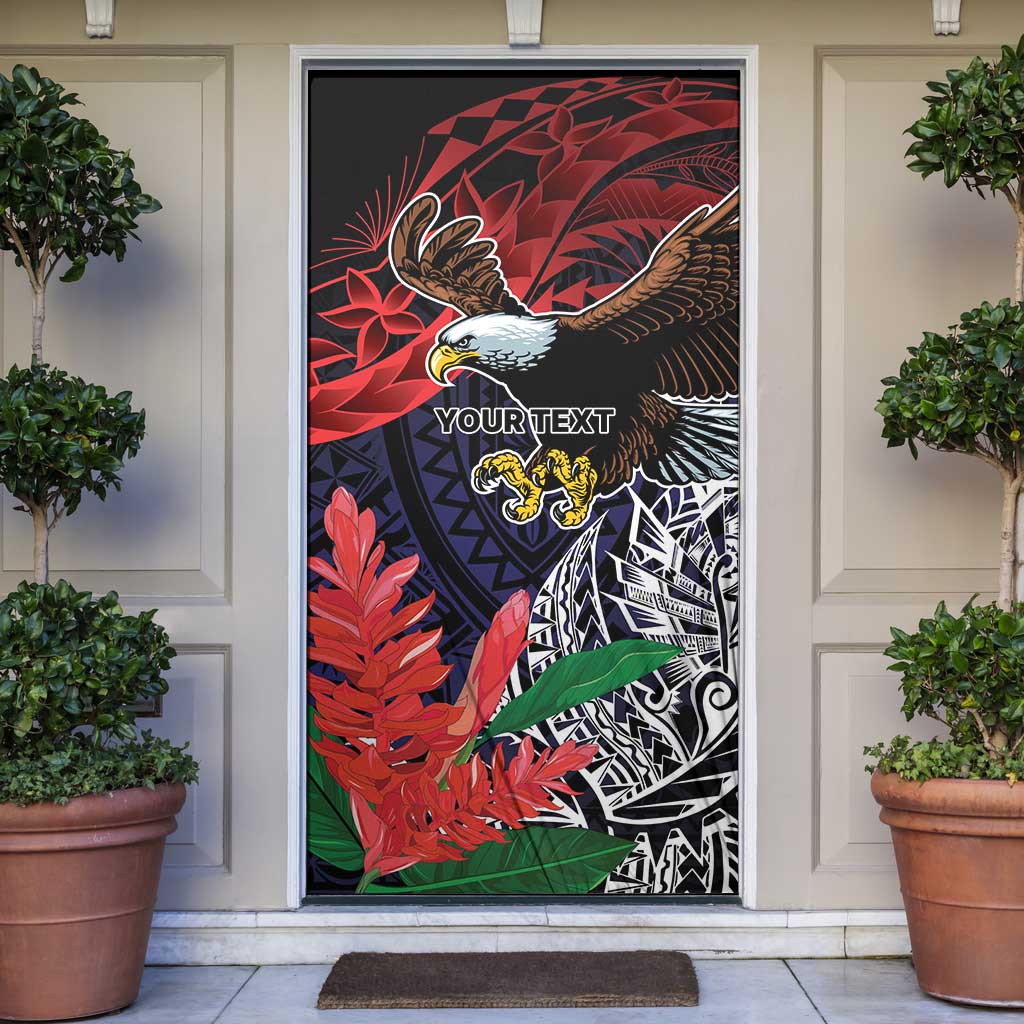 American Samoa Bald Eagle Personalized Door Cover Samoa Muamua Le Atua - Polynesian Pride