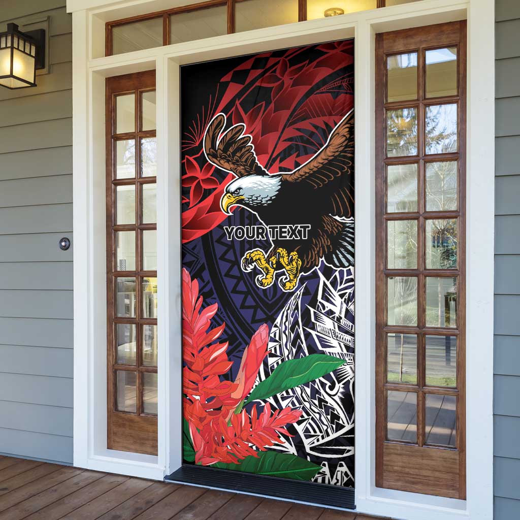 American Samoa Bald Eagle Personalized Door Cover Samoa Muamua Le Atua - Polynesian Pride