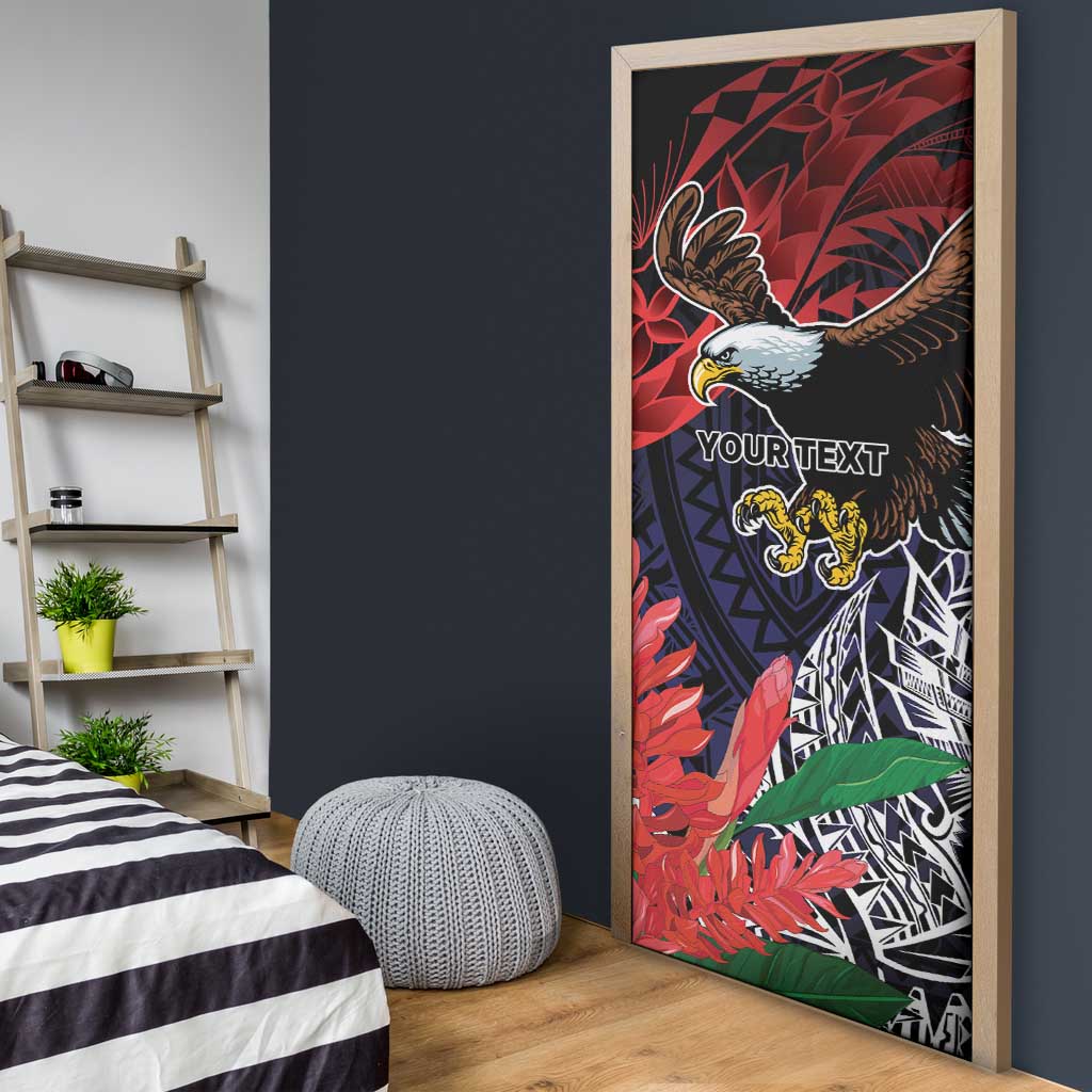 American Samoa Bald Eagle Personalized Door Cover Samoa Muamua Le Atua - Polynesian Pride