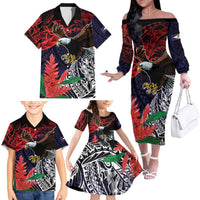 American Samoa Bald Eagle Personalized Family Matching Off The Shoulder Long Sleeve Dress and Hawaiian Shirt Samoa Muamua Le Atua