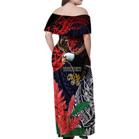 American Samoa Bald Eagle Personalized Family Matching Off Shoulder Maxi Dress and Hawaiian Shirt Samoa Muamua Le Atua
