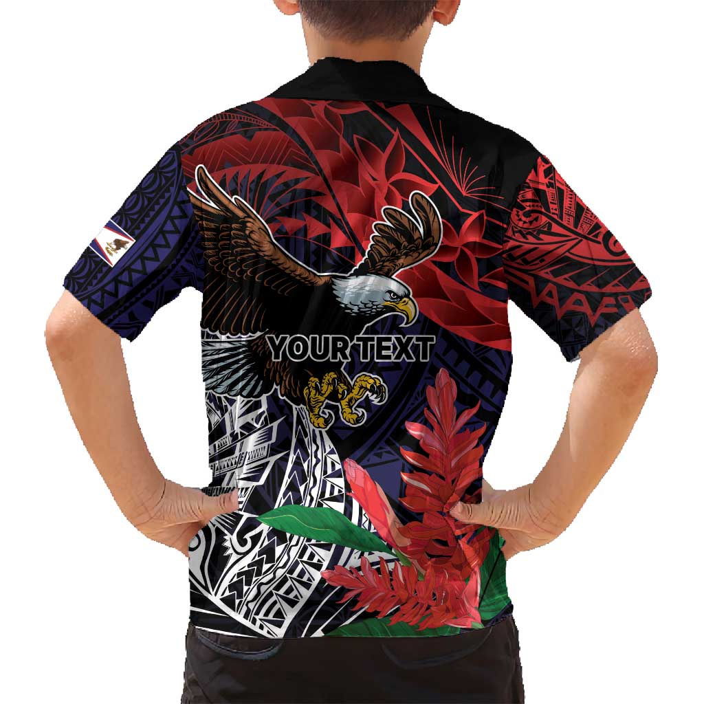 American Samoa Bald Eagle Personalized Family Matching Off Shoulder Short Dress and Hawaiian Shirt Samoa Muamua Le Atua