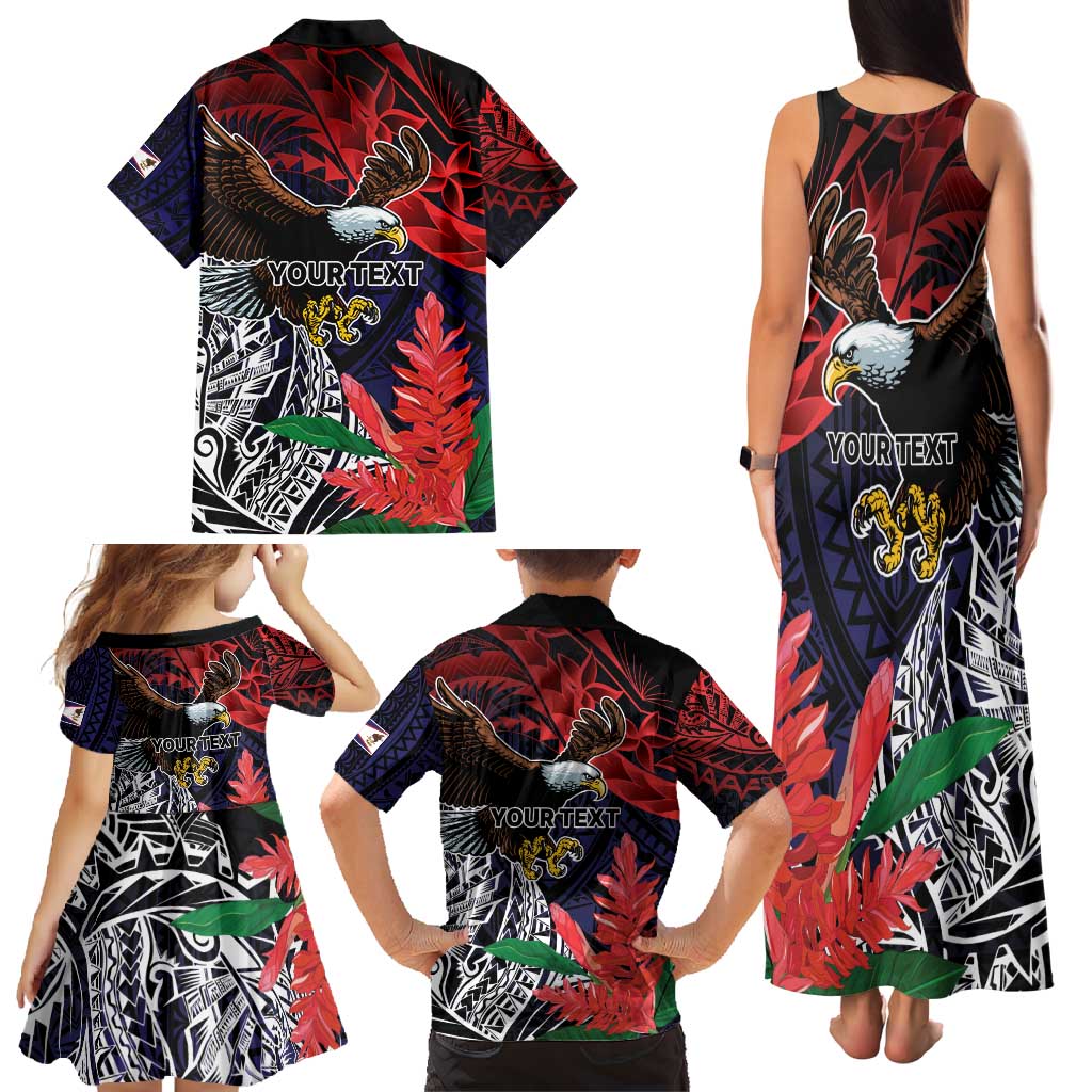 American Samoa Bald Eagle Personalized Family Matching Tank Maxi Dress and Hawaiian Shirt Samoa Muamua Le Atua