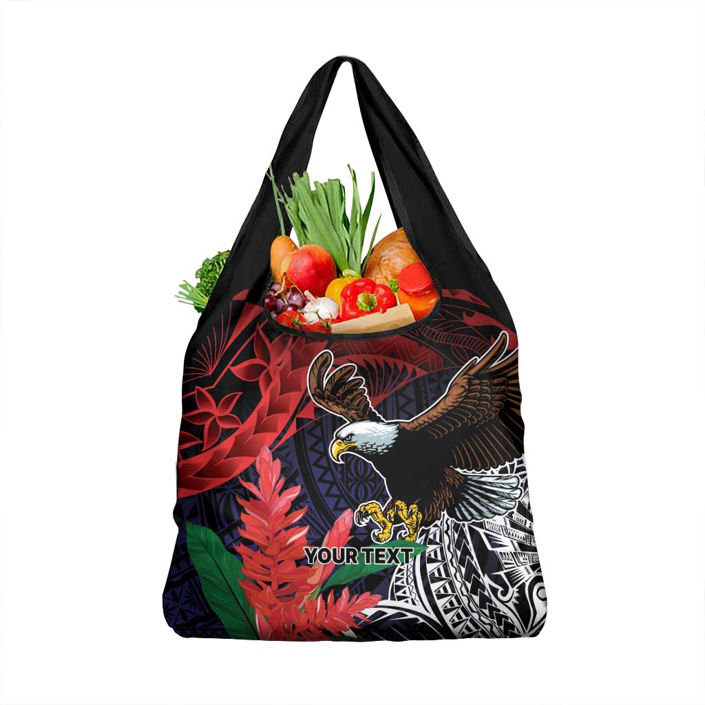 American Samoa Bald Eagle Personalized Grocery Bag Samoa Muamua Le Atua