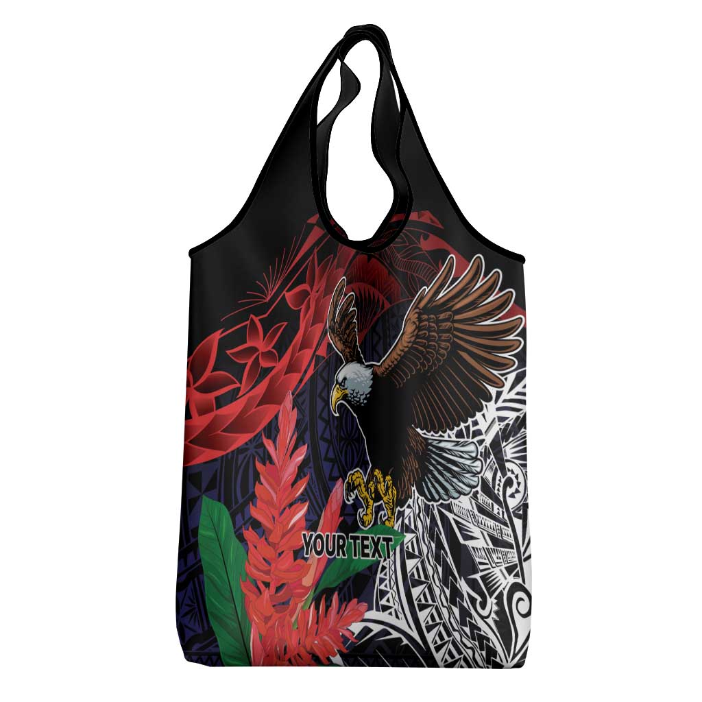 American Samoa Bald Eagle Personalized Grocery Bag Samoa Muamua Le Atua