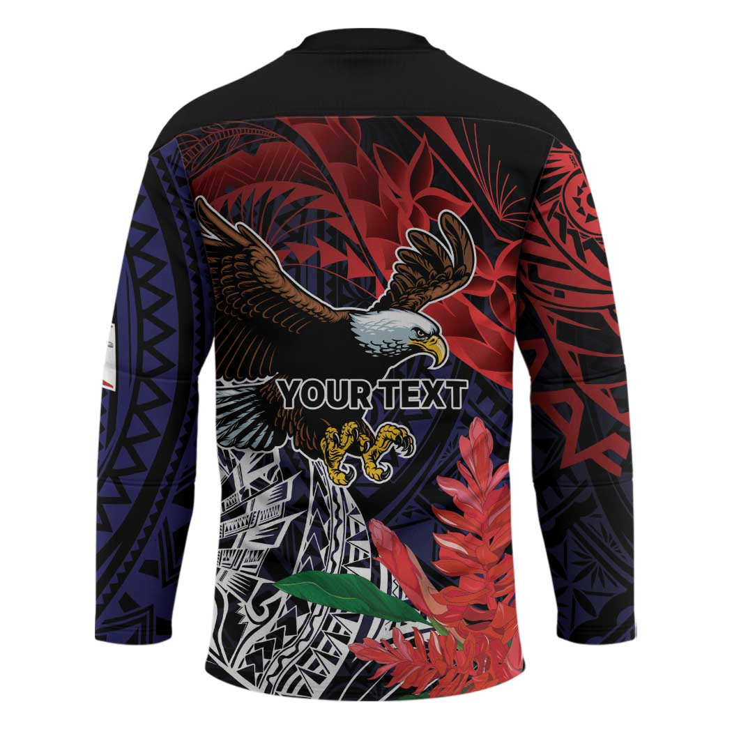 American Samoa Bald Eagle Personalized Hockey Jersey Samoa Muamua Le Atua - Polynesian Pride