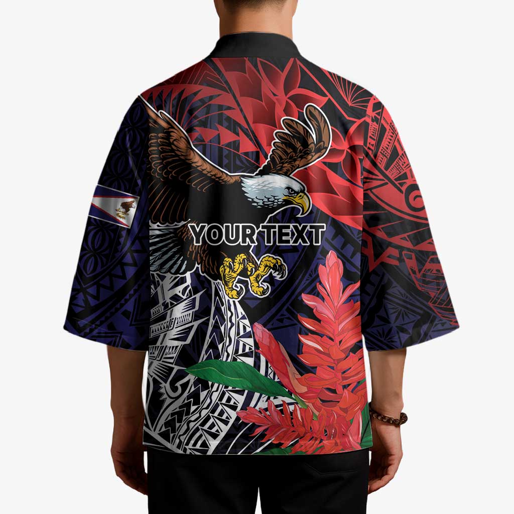 American Samoa Bald Eagle Personalized Kimono Samoa Muamua Le Atua - Polynesian Pride