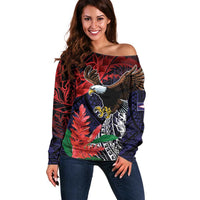 American Samoa Bald Eagle Personalized Off Shoulder Sweater Samoa Muamua Le Atua