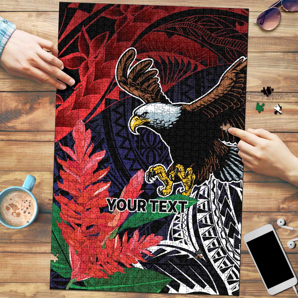 American Samoa Bald Eagle Personalized Puzzle Samoa Muamua Le Atua - Polynesian Pride