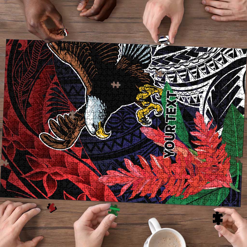 American Samoa Bald Eagle Personalized Puzzle Samoa Muamua Le Atua - Polynesian Pride