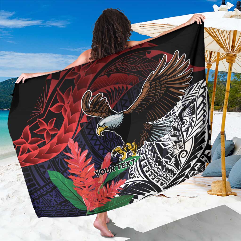 American Samoa Bald Eagle Personalized Sarong Samoa Muamua Le Atua