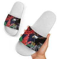 American Samoa Bald Eagle Personalized Slide Sandals Samoa Muamua Le Atua - Polynesian Pride