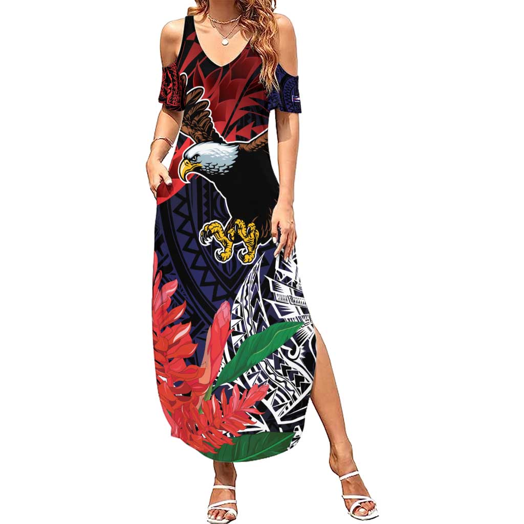American Samoa Bald Eagle Personalized Summer Maxi Dress Samoa Muamua Le Atua