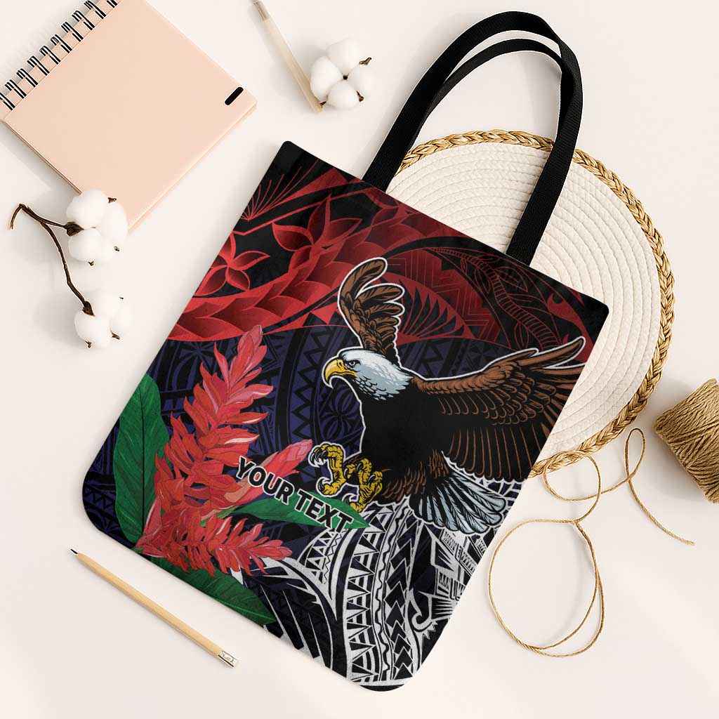 American Samoa Bald Eagle Personalized Tote Bag Samoa Muamua Le Atua - Polynesian Pride