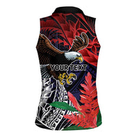 American Samoa Bald Eagle Personalized Women Sleeveless Polo Shirt Samoa Muamua Le Atua