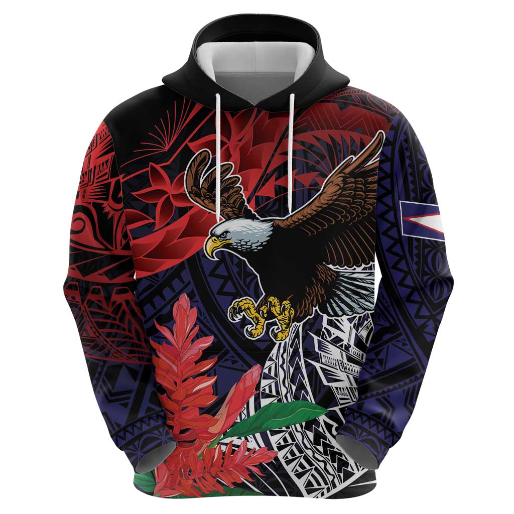 American Samoa Bald Eagle Personalized Zip Hoodie Samoa Muamua Le Atua