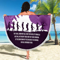 Anzac Day Gallipoli Personalised Beach Blanket Purple Poppy Flowers