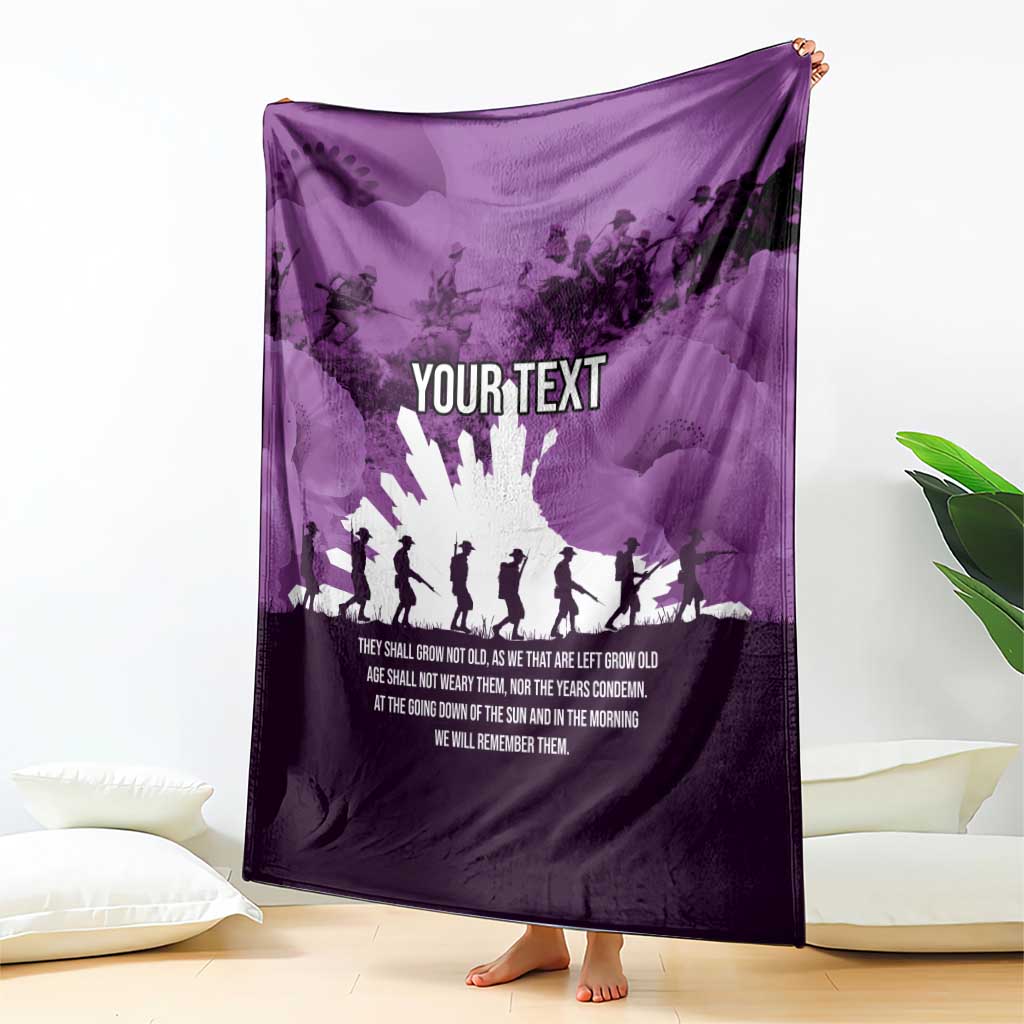 Anzac Day Gallipoli Personalised Blanket Purple Poppy Flowers