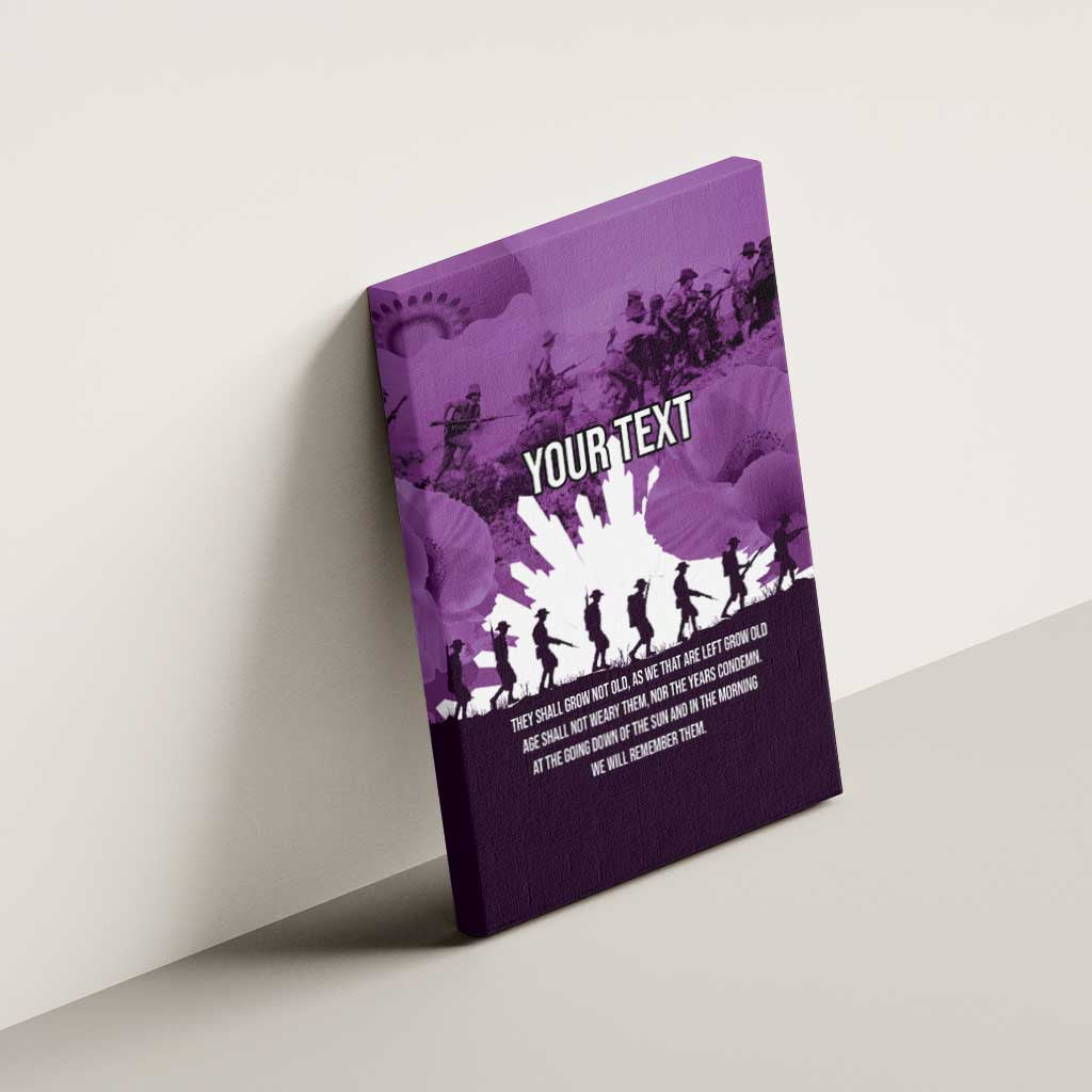 Anzac Day Gallipoli Personalised Canvas Wall Art Purple Poppy Flowers