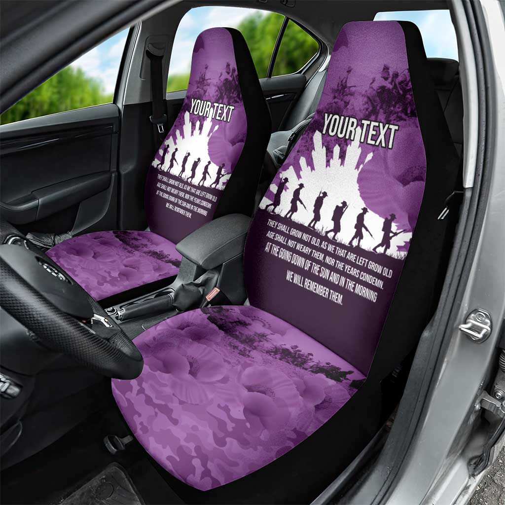 Anzac Day Gallipoli Personalised Car Seat Cover Purple Poppy Flowers