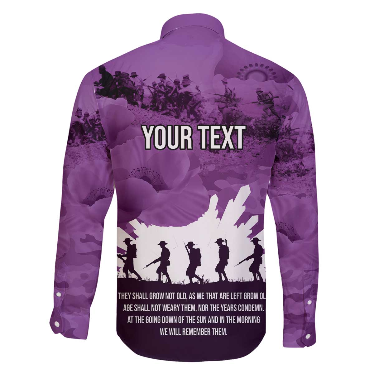 Anzac Day Gallipoli Personalised Family Matching Off The Shoulder Long Sleeve Dress and Hawaiian Shirt Purple Poppy Flowers