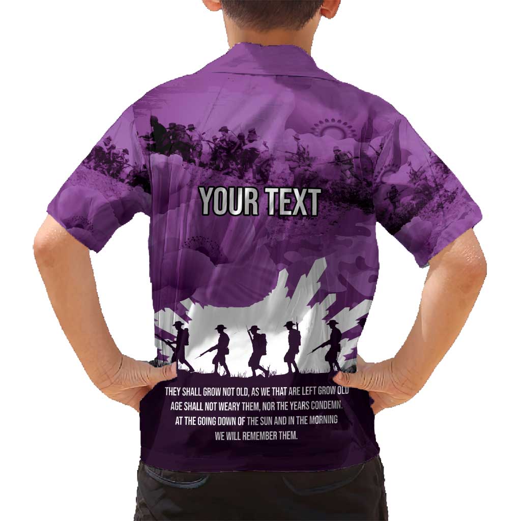 Anzac Day Gallipoli Personalised Family Matching Puletasi and Hawaiian Shirt Purple Poppy Flowers
