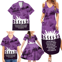 Anzac Day Gallipoli Personalised Family Matching Summer Maxi Dress and Hawaiian Shirt Purple Poppy Flowers
