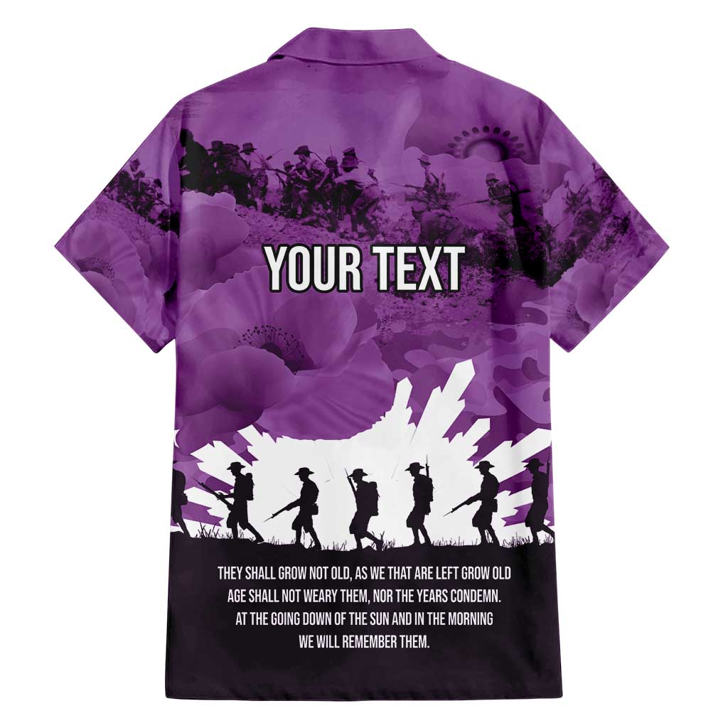 Anzac Day Gallipoli Personalised Hawaiian Shirt Purple Poppy Flowers