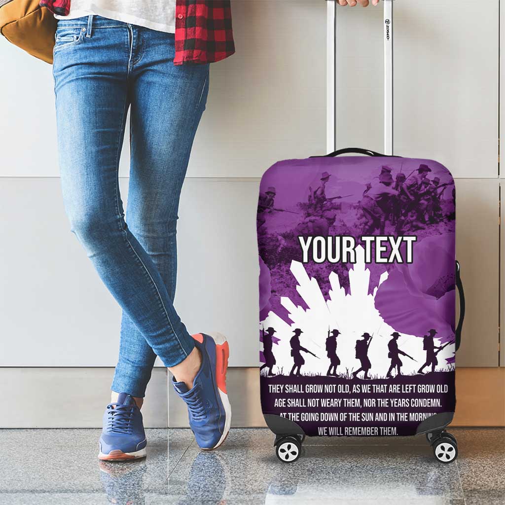 Anzac Day Gallipoli Personalised Luggage Cover Purple Poppy Flowers