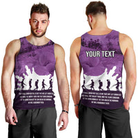 Anzac Day Gallipoli Personalised Men Tank Top Purple Poppy Flowers