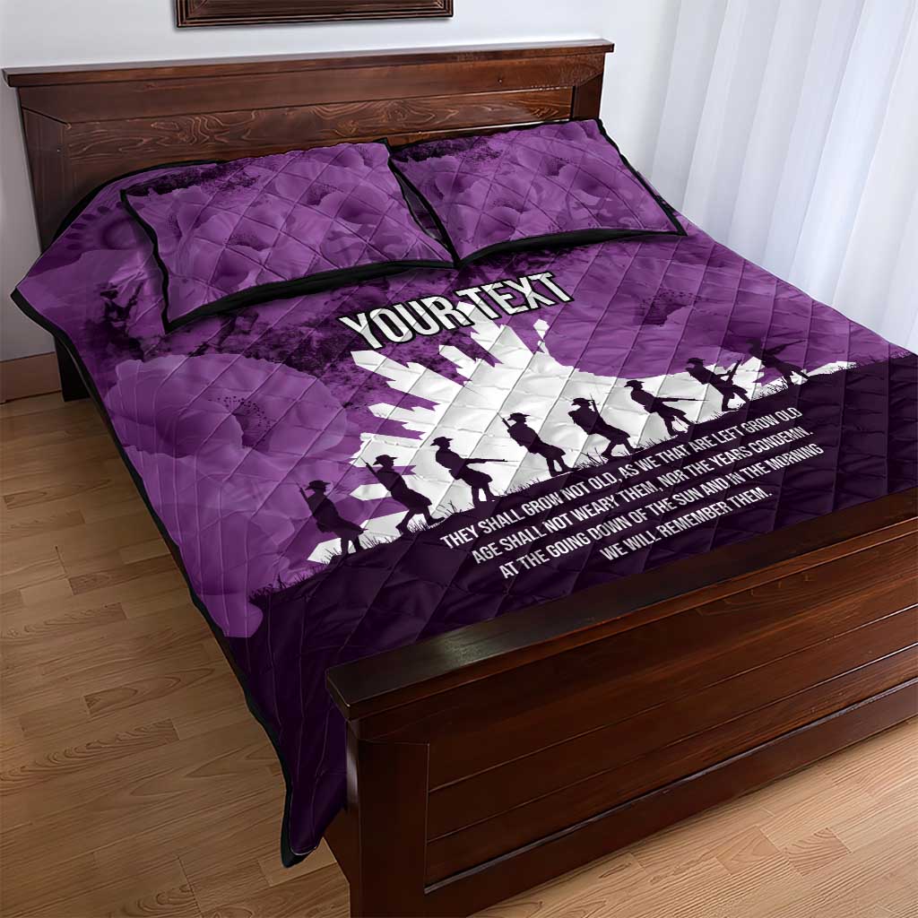 Anzac Day Gallipoli Personalised Quilt Bed Set Purple Poppy Flowers