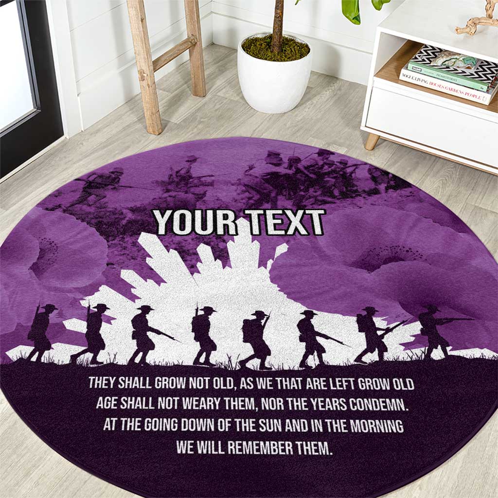 Anzac Day Gallipoli Personalised Round Carpet Purple Poppy Flowers LT9 Purple - Polynesian Pride