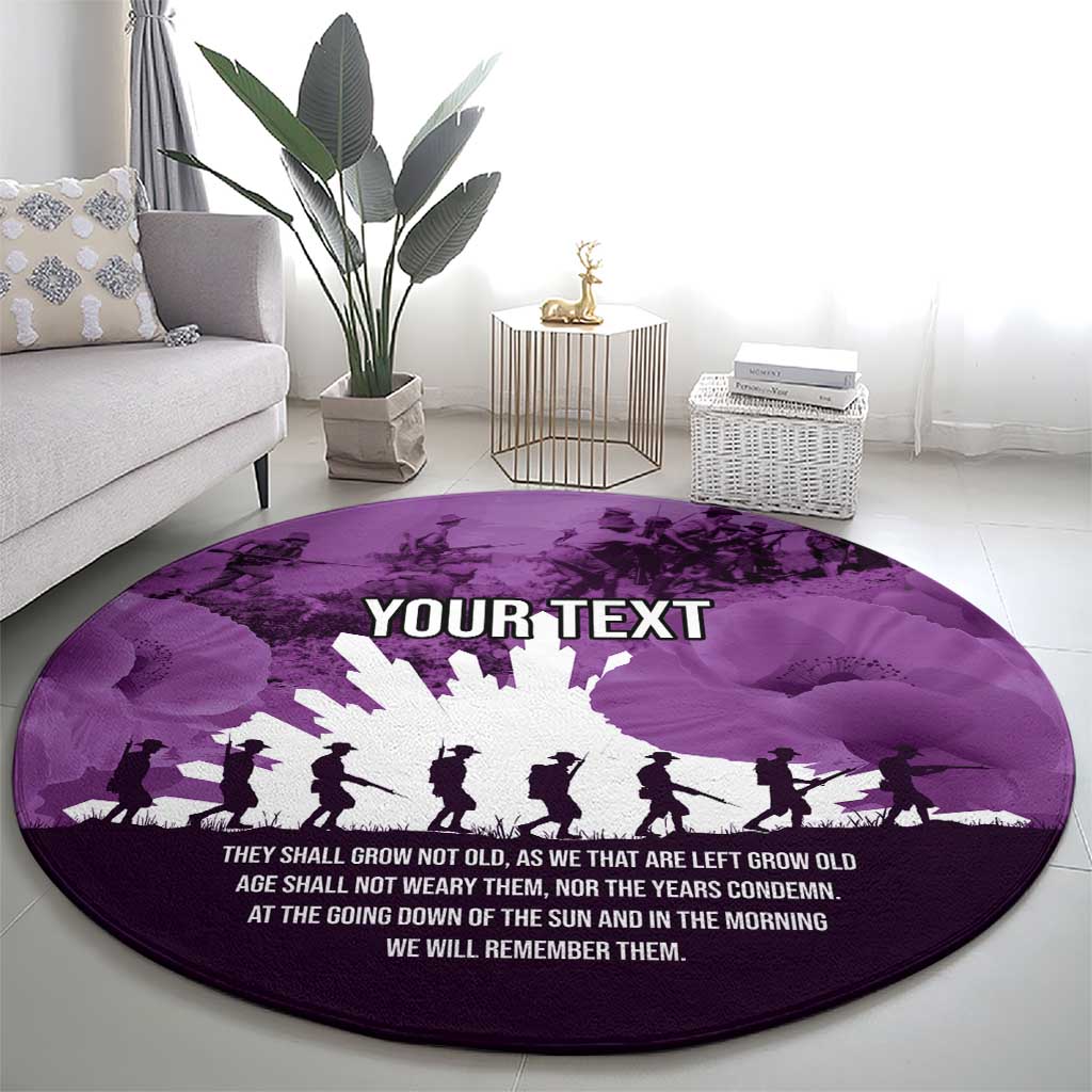 Anzac Day Gallipoli Personalised Round Carpet Purple Poppy Flowers LT9 - Polynesian Pride
