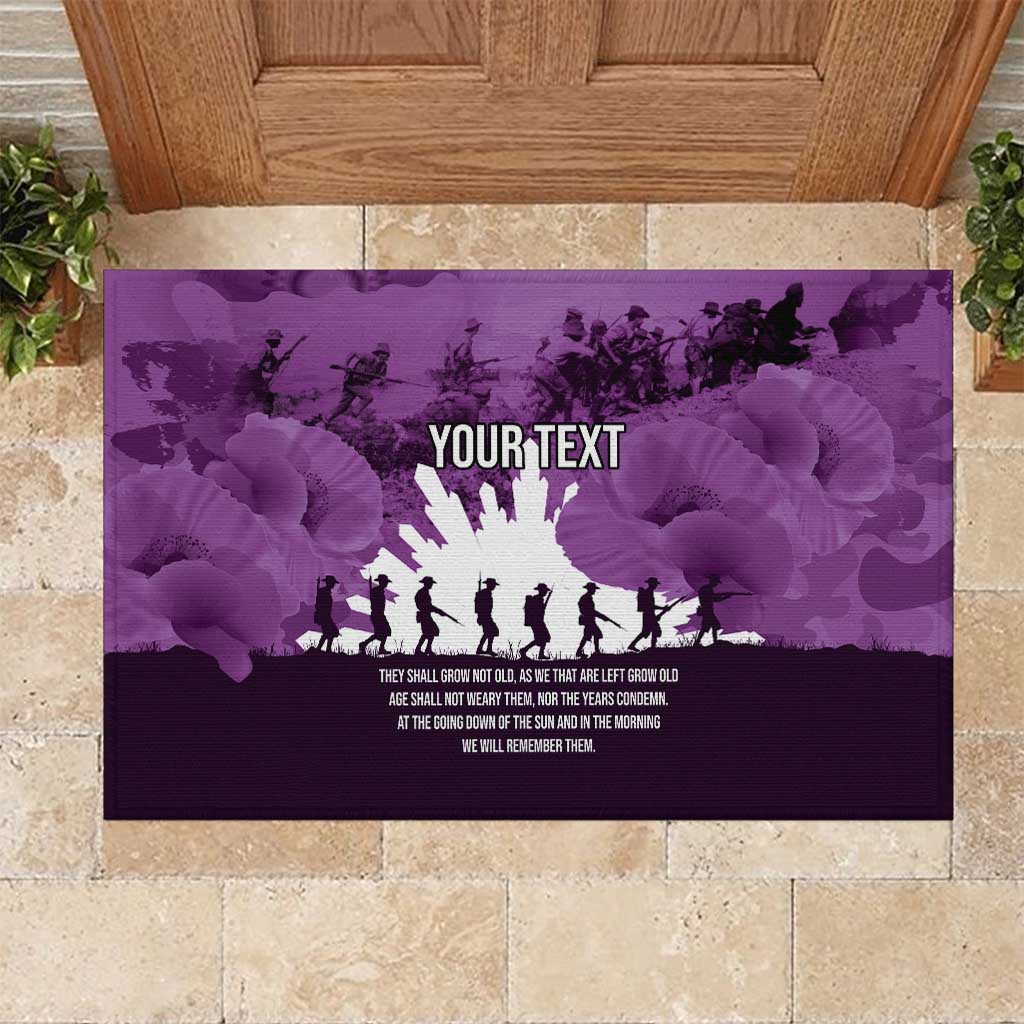 Anzac Day Gallipoli Personalised Rubber Doormat Purple Poppy Flowers LT9 Purple - Polynesian Pride
