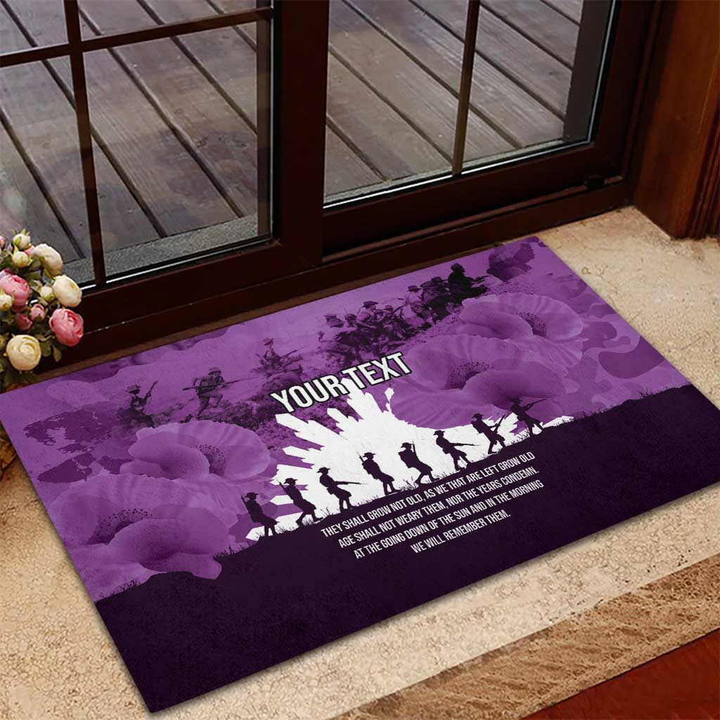 Anzac Day Gallipoli Personalised Rubber Doormat Purple Poppy Flowers LT9 - Polynesian Pride