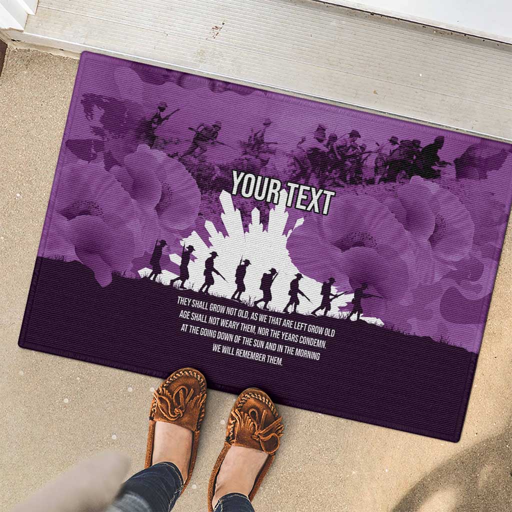 Anzac Day Gallipoli Personalised Rubber Doormat Purple Poppy Flowers LT9 - Polynesian Pride