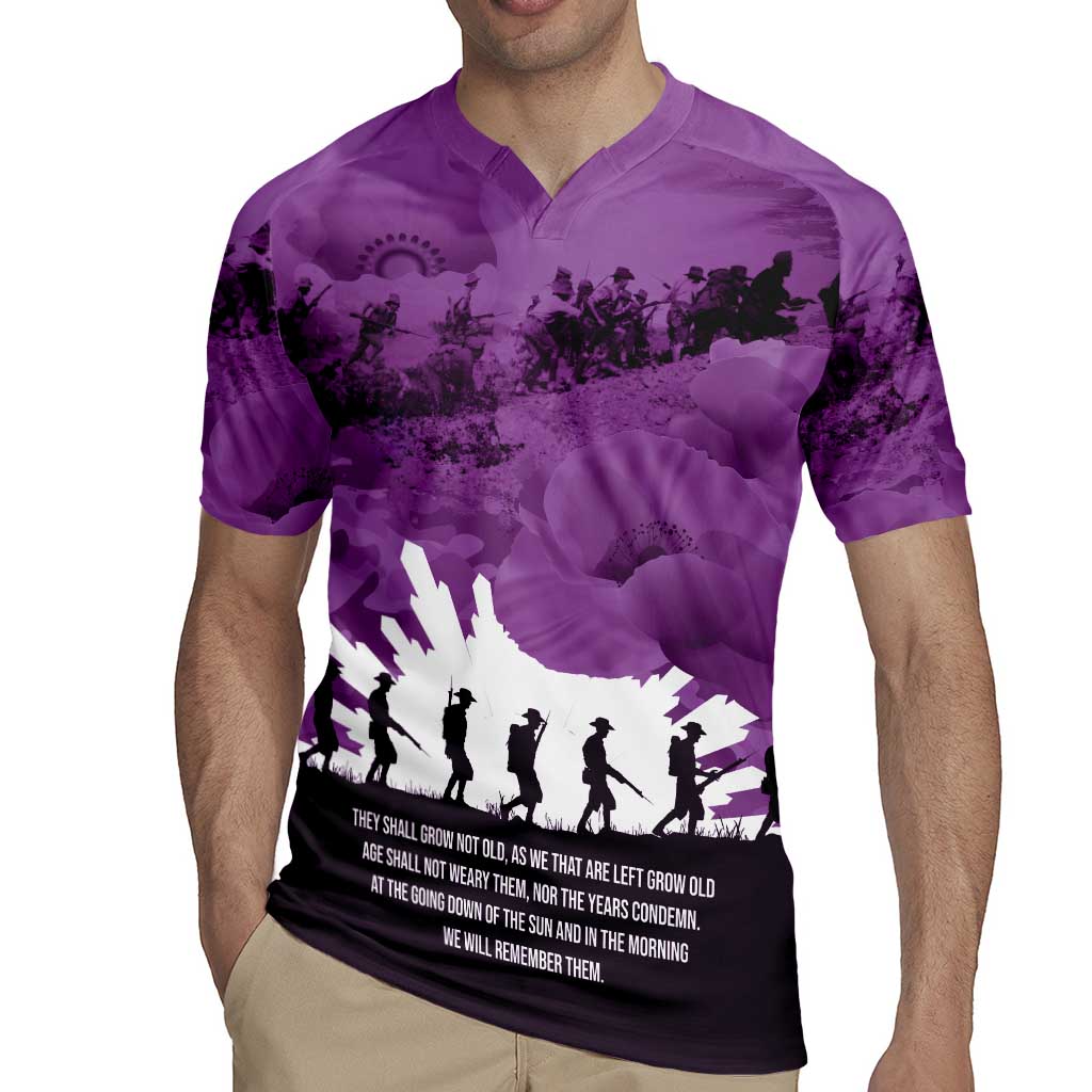 Anzac Day Gallipoli Personalised Rugby Jersey Purple Poppy Flowers