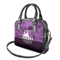 Anzac Day Gallipoli Personalised Shoulder Handbag Purple Poppy Flowers
