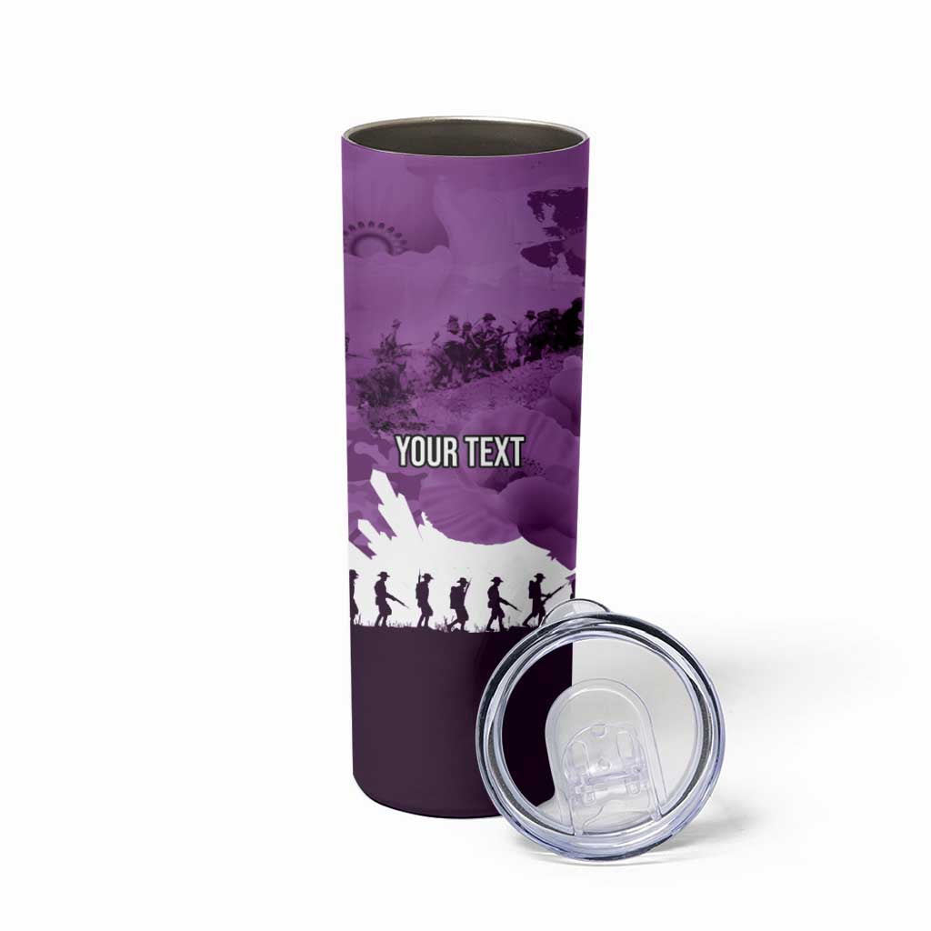 Anzac Day Gallipoli Personalised Skinny Tumbler Purple Poppy Flowers