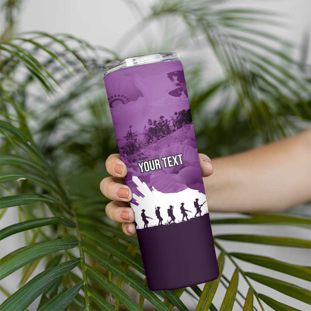 Anzac Day Gallipoli Personalised Skinny Tumbler Purple Poppy Flowers