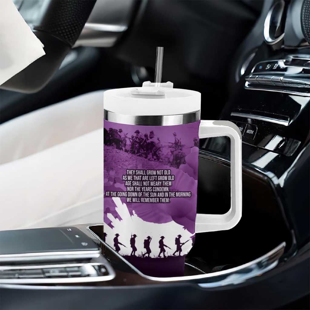 Anzac Day Gallipoli Personalised Tumbler With Handle Purple Poppy Flowers