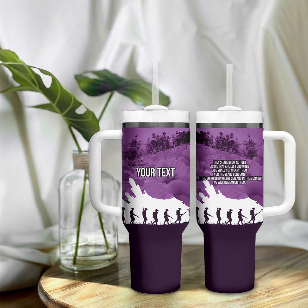 Anzac Day Gallipoli Personalised Tumbler With Handle Purple Poppy Flowers