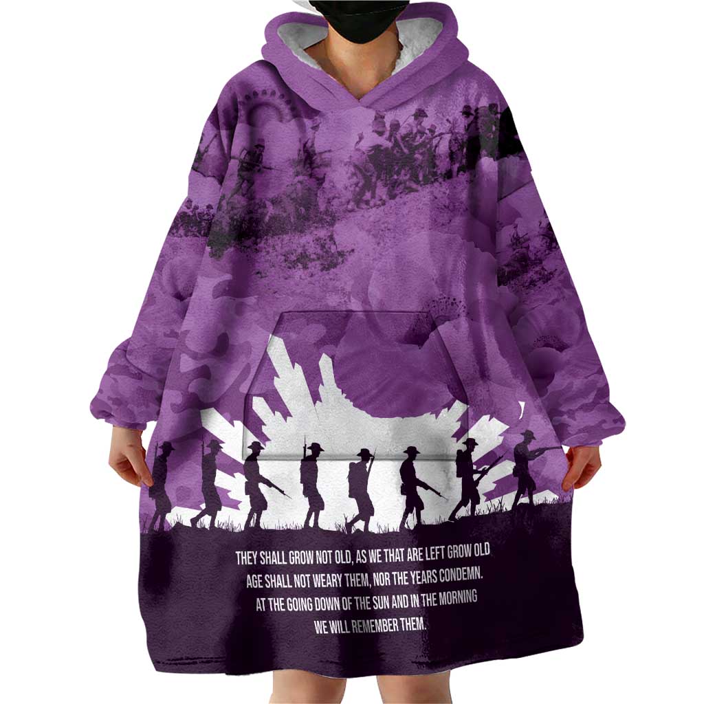 Anzac Day Gallipoli Personalised Wearable Blanket Hoodie Purple Poppy Flowers
