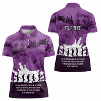 Anzac Day Gallipoli Personalised Women Polo Shirt Purple Poppy Flowers