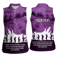 Anzac Day Gallipoli Personalised Women Sleeveless Polo Shirt Purple Poppy Flowers