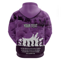 Anzac Day Gallipoli Personalised Zip Hoodie Purple Poppy Flowers