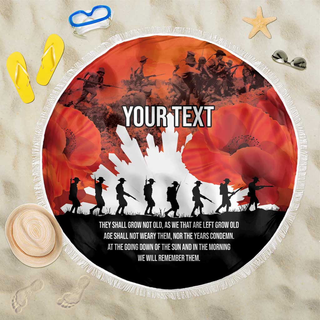 Anzac Day Gallipoli Personalised Beach Blanket Red Poppy Flowers